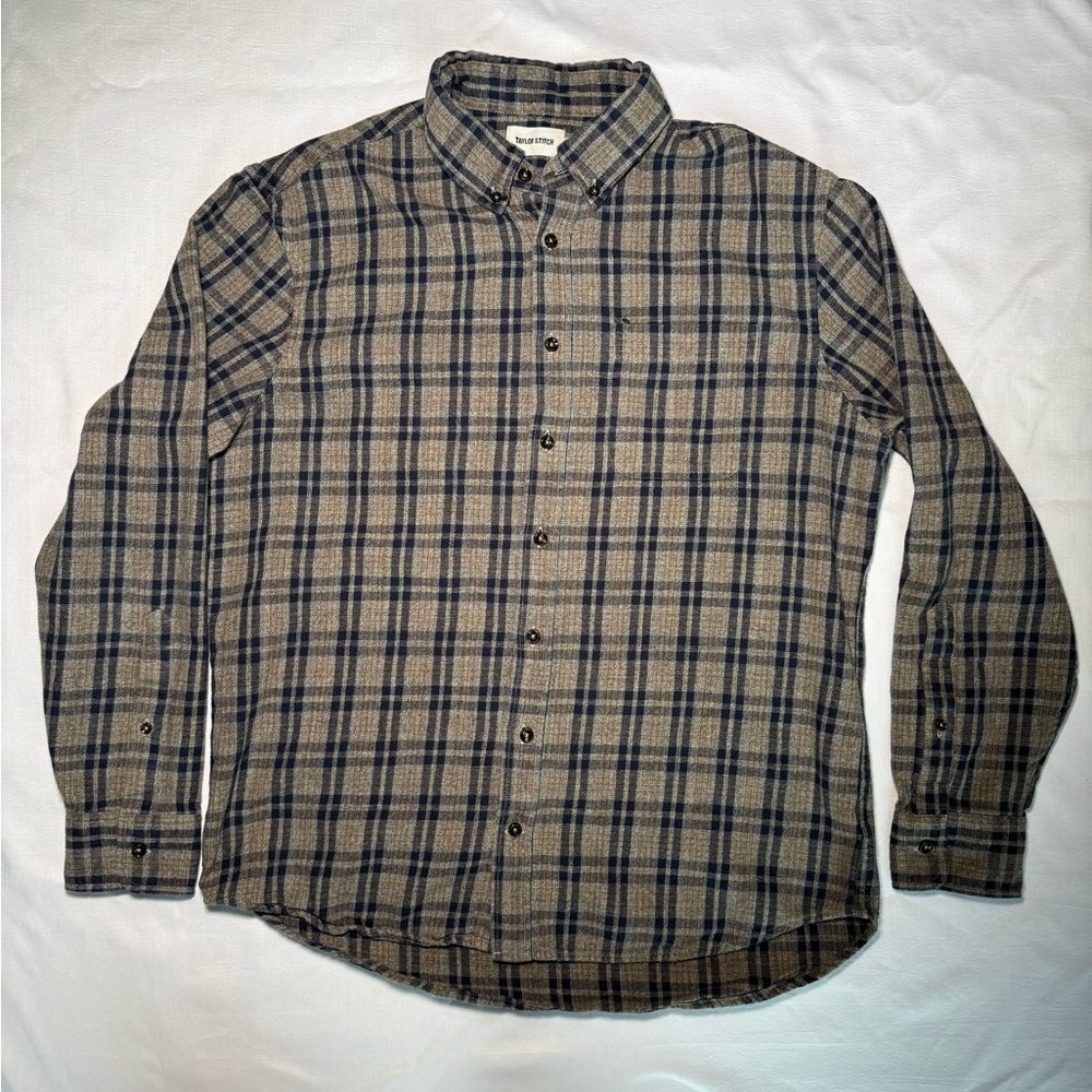 taylor stitch Men's Plaid Shirt - Blue and Tan